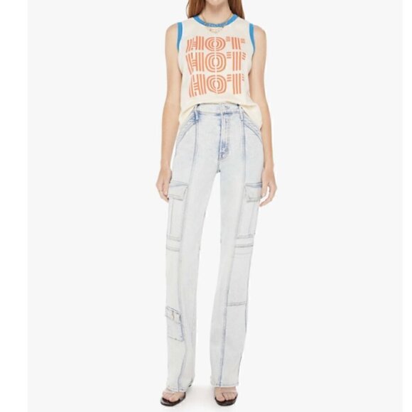 #1 NWT MOTHER Denim The Strong and Silent Tank in Hot Hot Hot